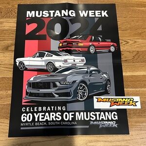 Mustang Week 2024 Commemorative Wall Art - Black, Red, White